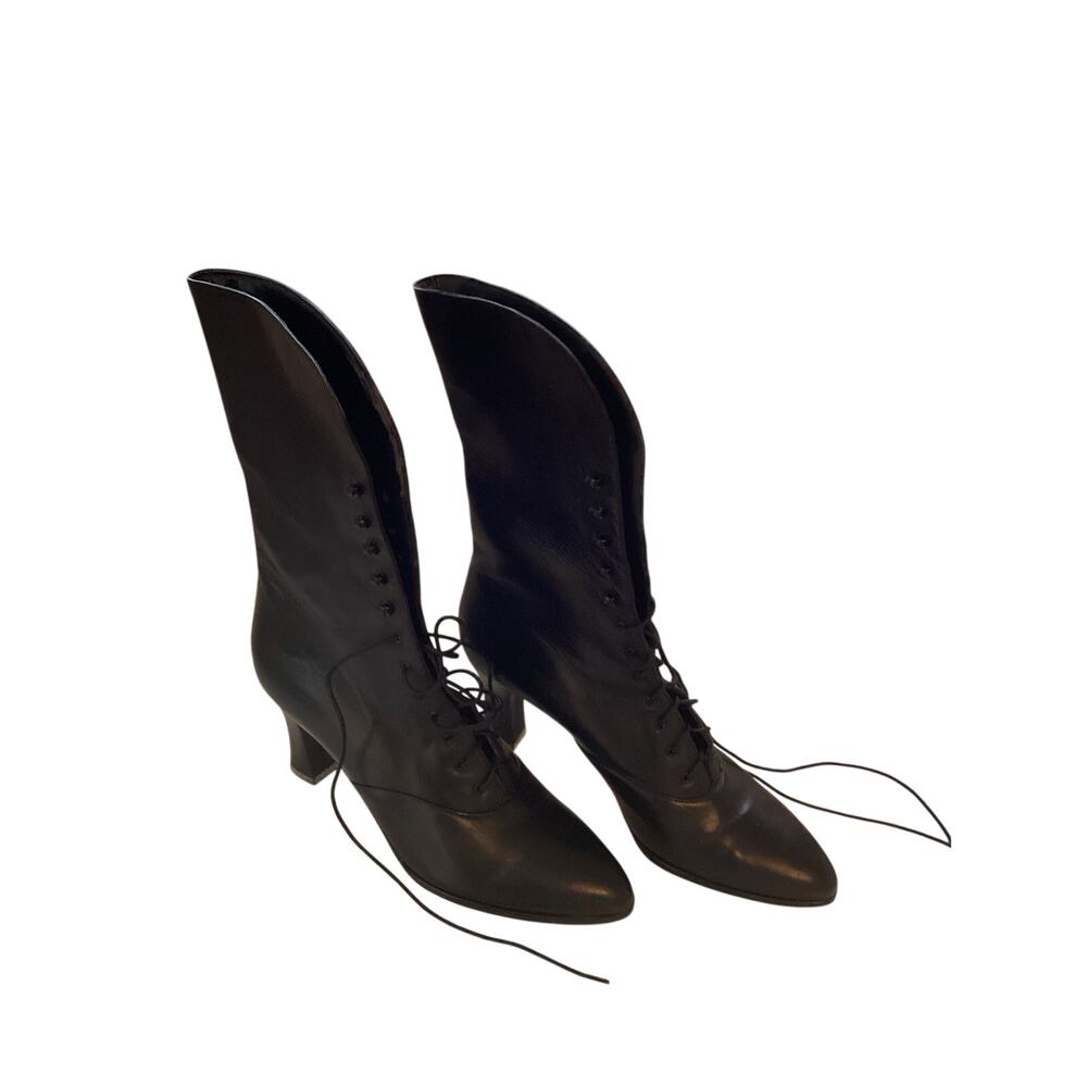 Vintage Saks Fifth Avenue Italian Leather Victorian Boots Edwardian Silhouette